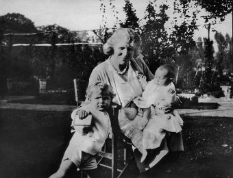 EMS Anthony Frances Edith (now Robinson) in 1931 with two of her grandchildren, Anthony and Frances. Taken in Palmers Green.