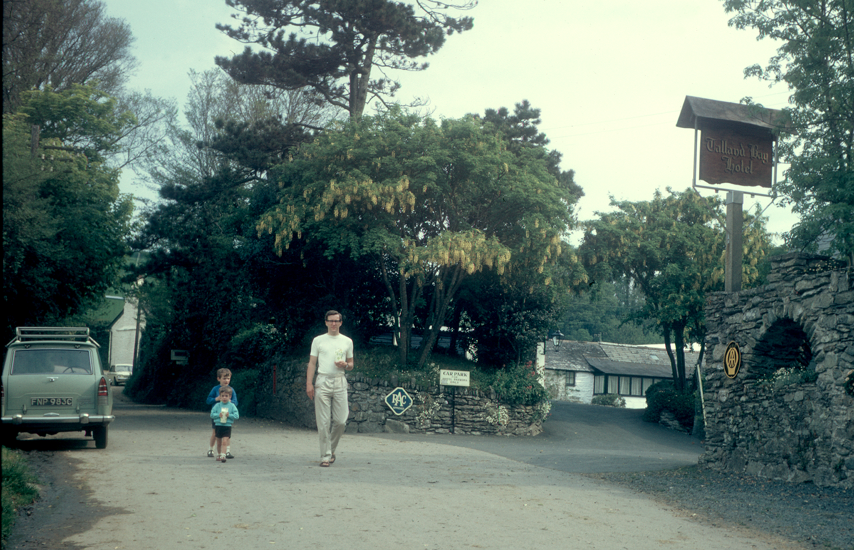 6801530k May 1968 - This year we stayed near Talland Bay, Cornwall. Malcolm is walking back to the cottage with the boys.