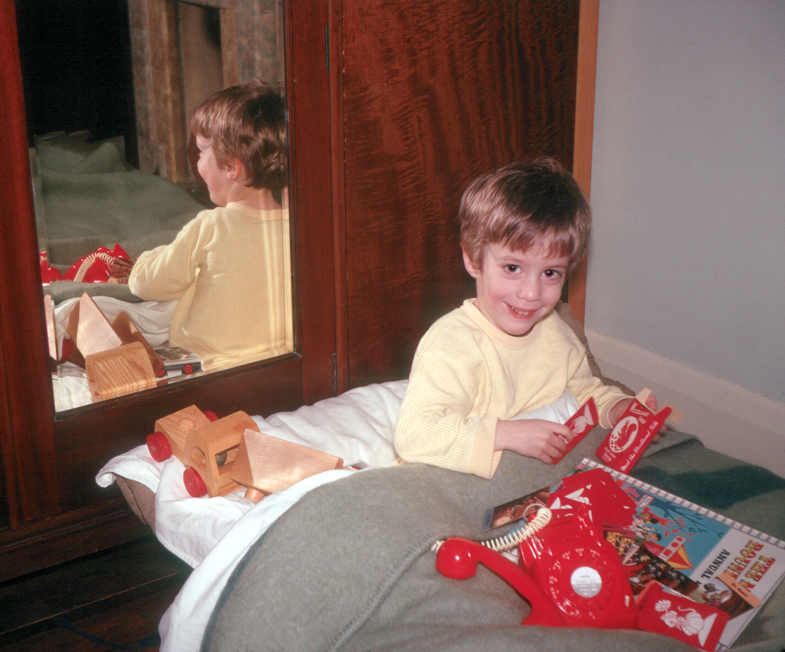6801834k Christmas 1968 - Jonathan settling down for the night in Mum and Dad's bedroom at Hampton.