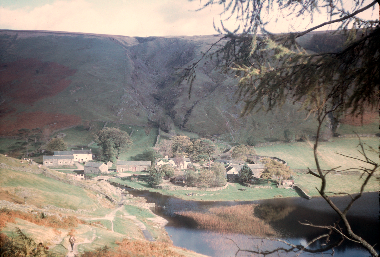 6901912k Autumn 1969 - Watendlath from the hills above in the Lake District.