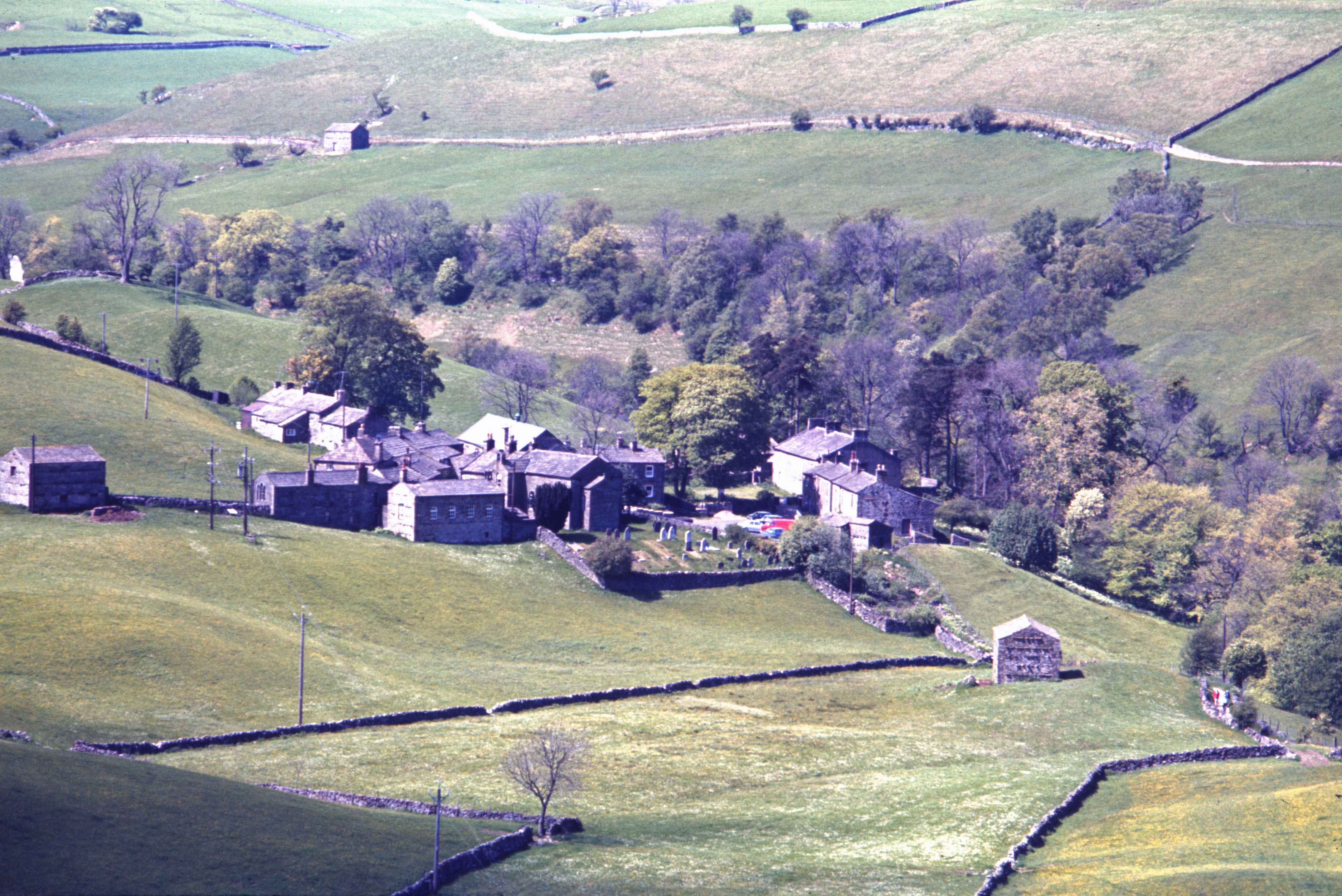 7404111 28 May 1974 - A view of Keld village from the hills to the south.