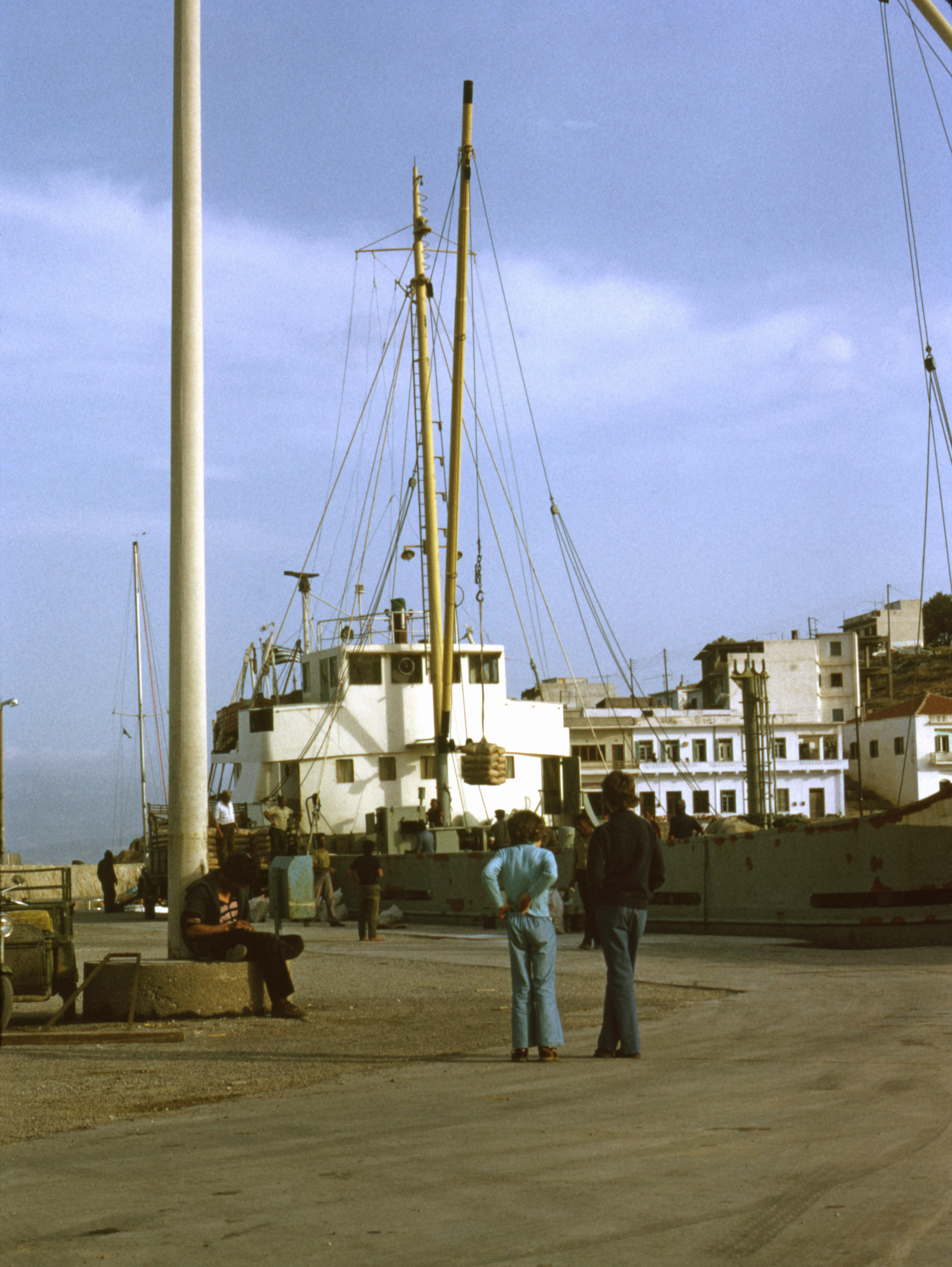 7505118 April 1975 - Simon and Jon at the port.