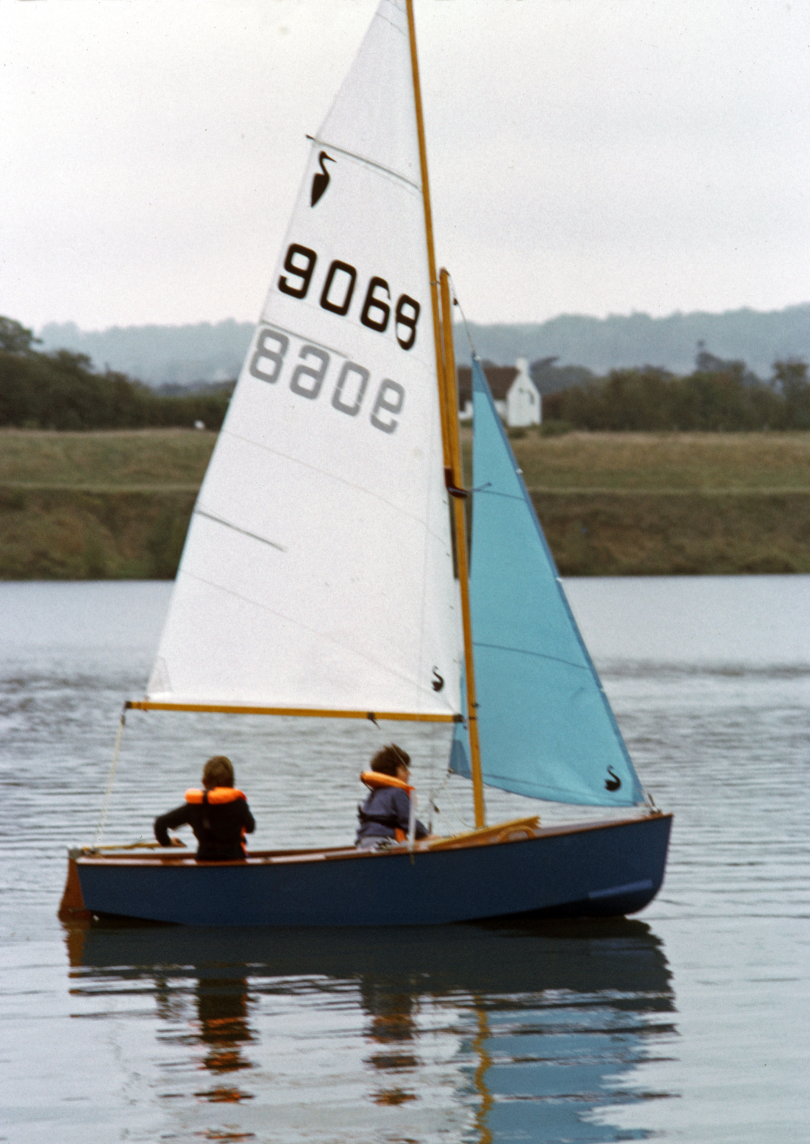 7705931 April 1977 - Jon rounds a mark on his sailing course at Chipstead.