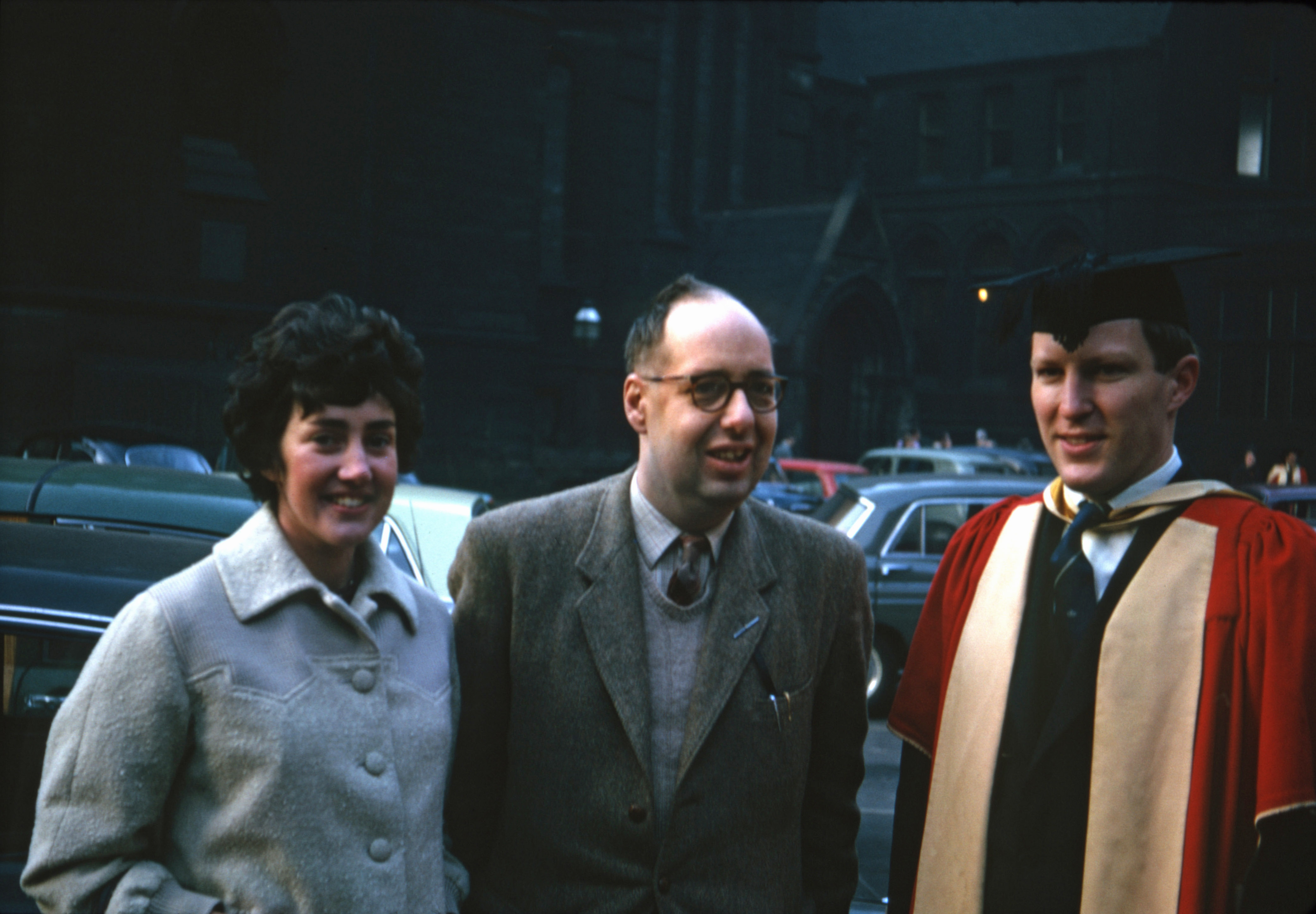 13 Dec 1963 Malcolm & Betty with Brian Haselgrove, Malcolm's supervisor.