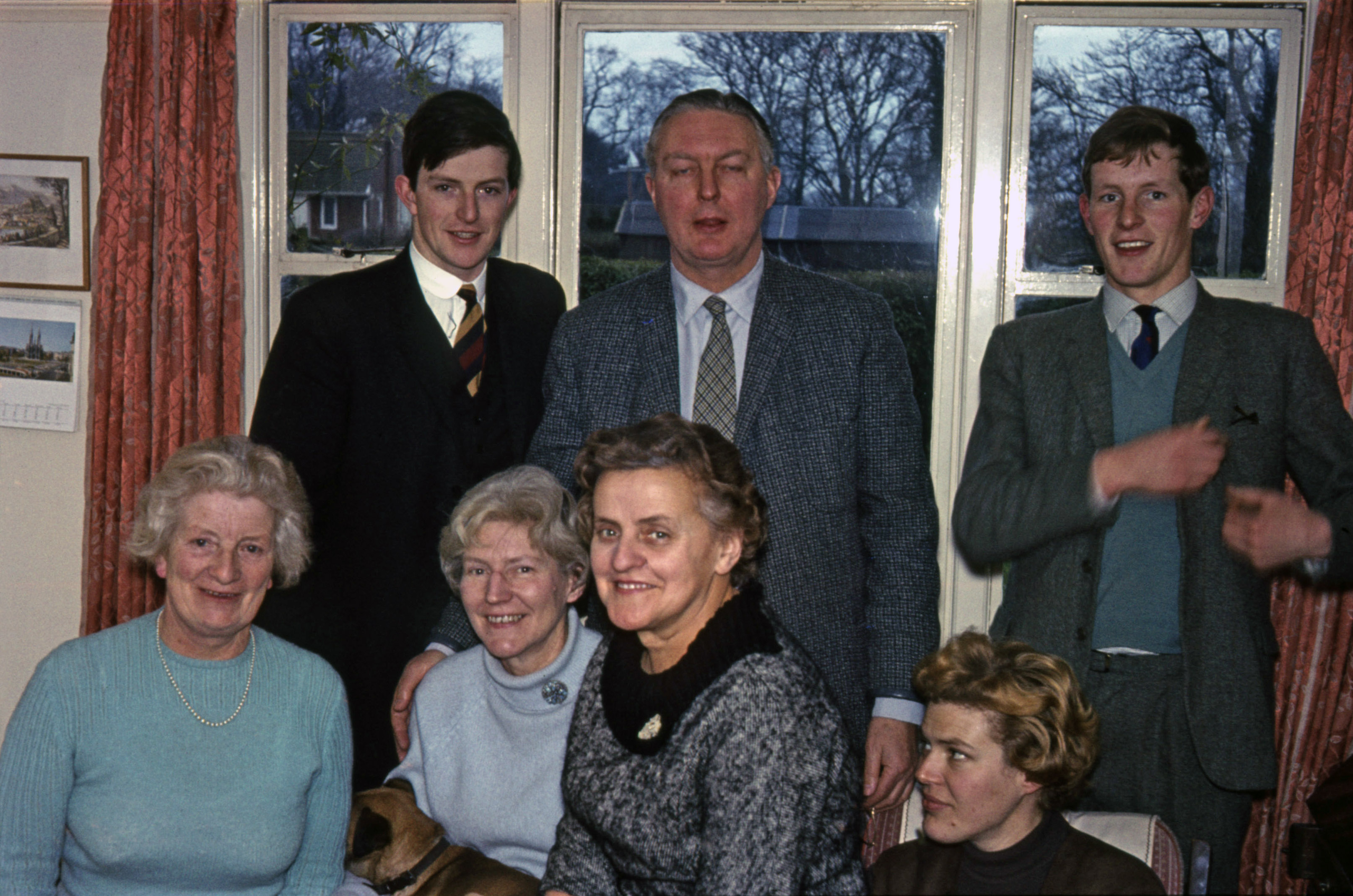 1965 Family at Coltishall dedication. Back: Charles, Fred and Edward. Front: Lea, Joan, unknown and Frances.