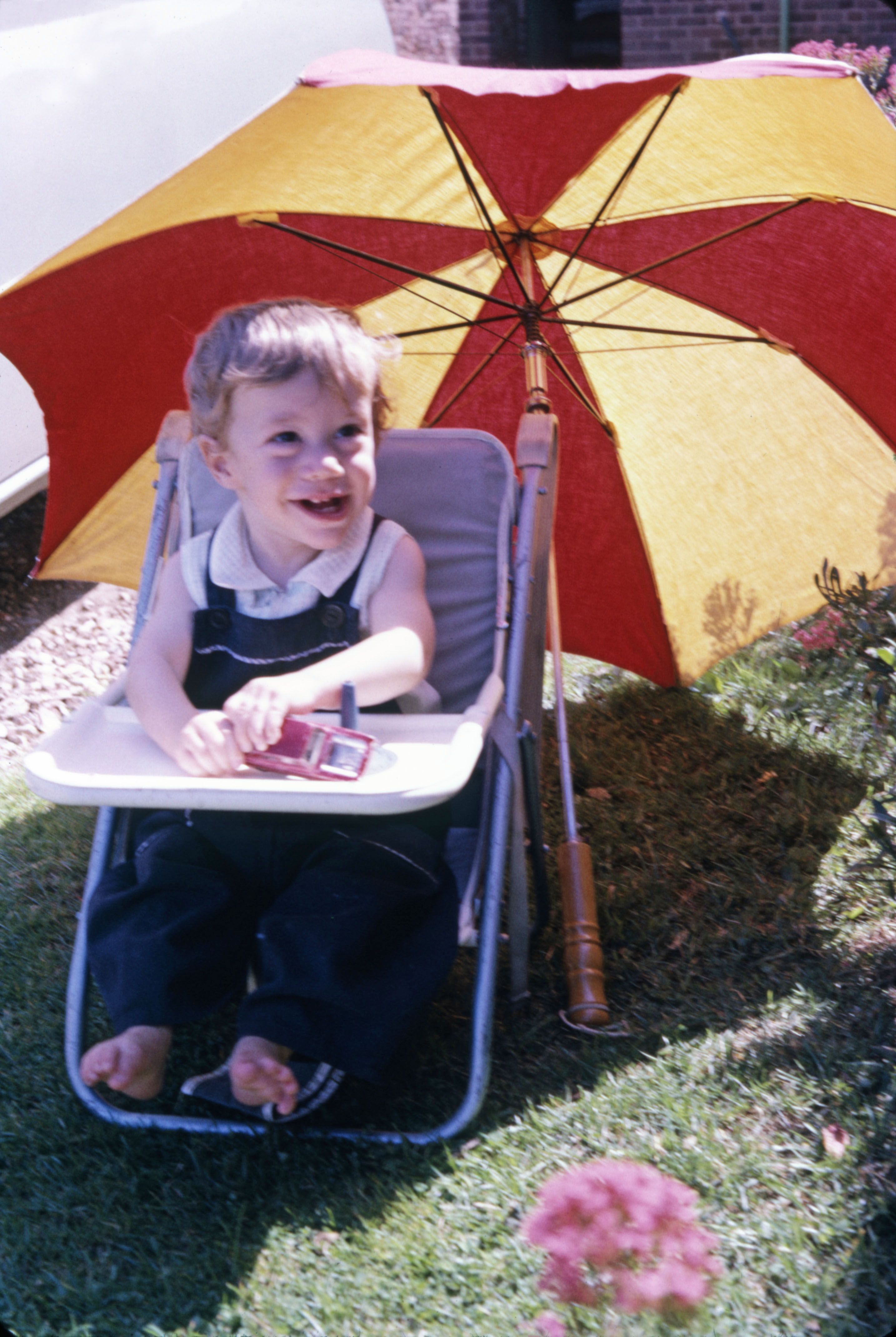 June 1966 Jonathan sitting outside Puffins