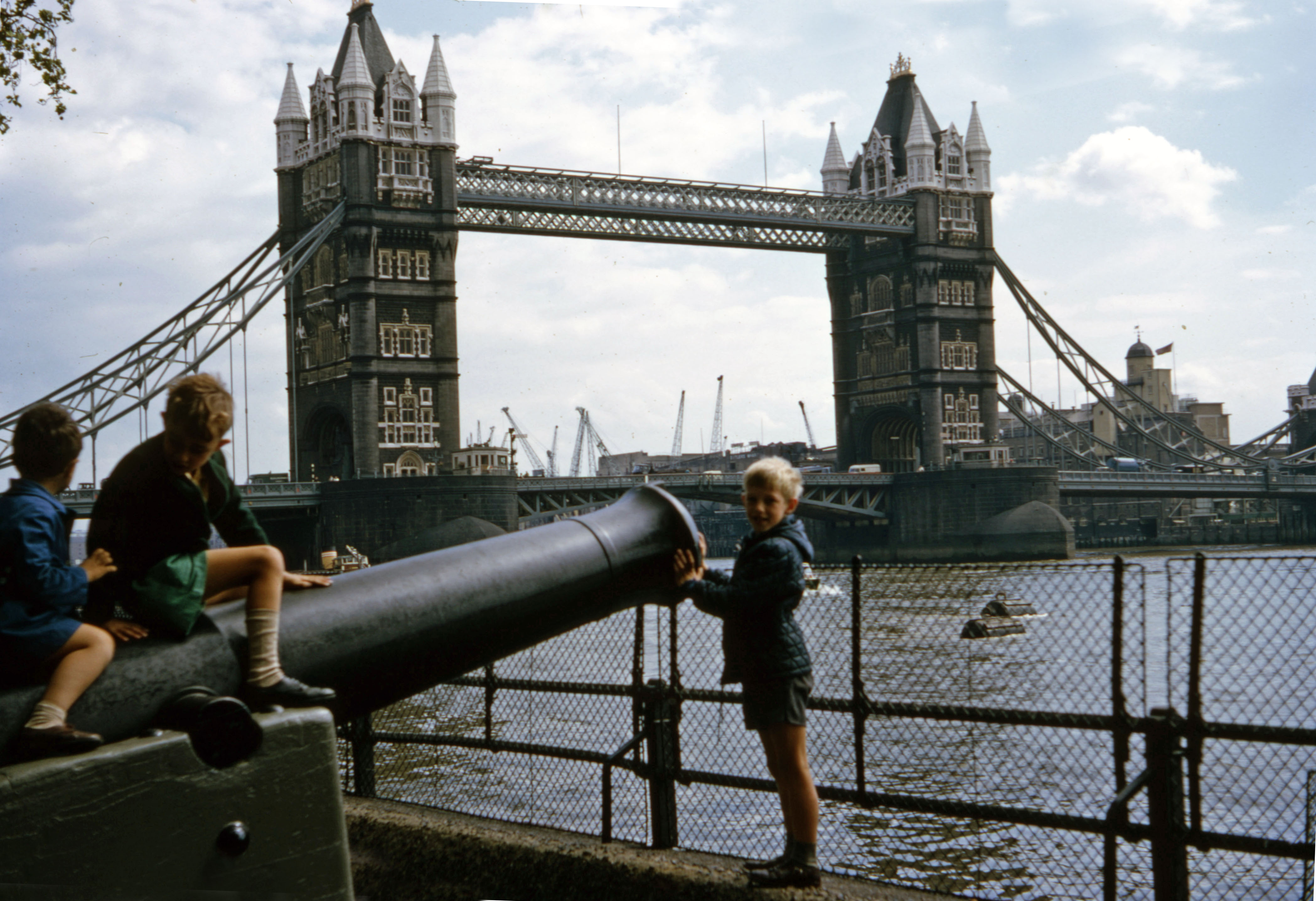 Summer 1967 Peter and cannon by Tower Bridge