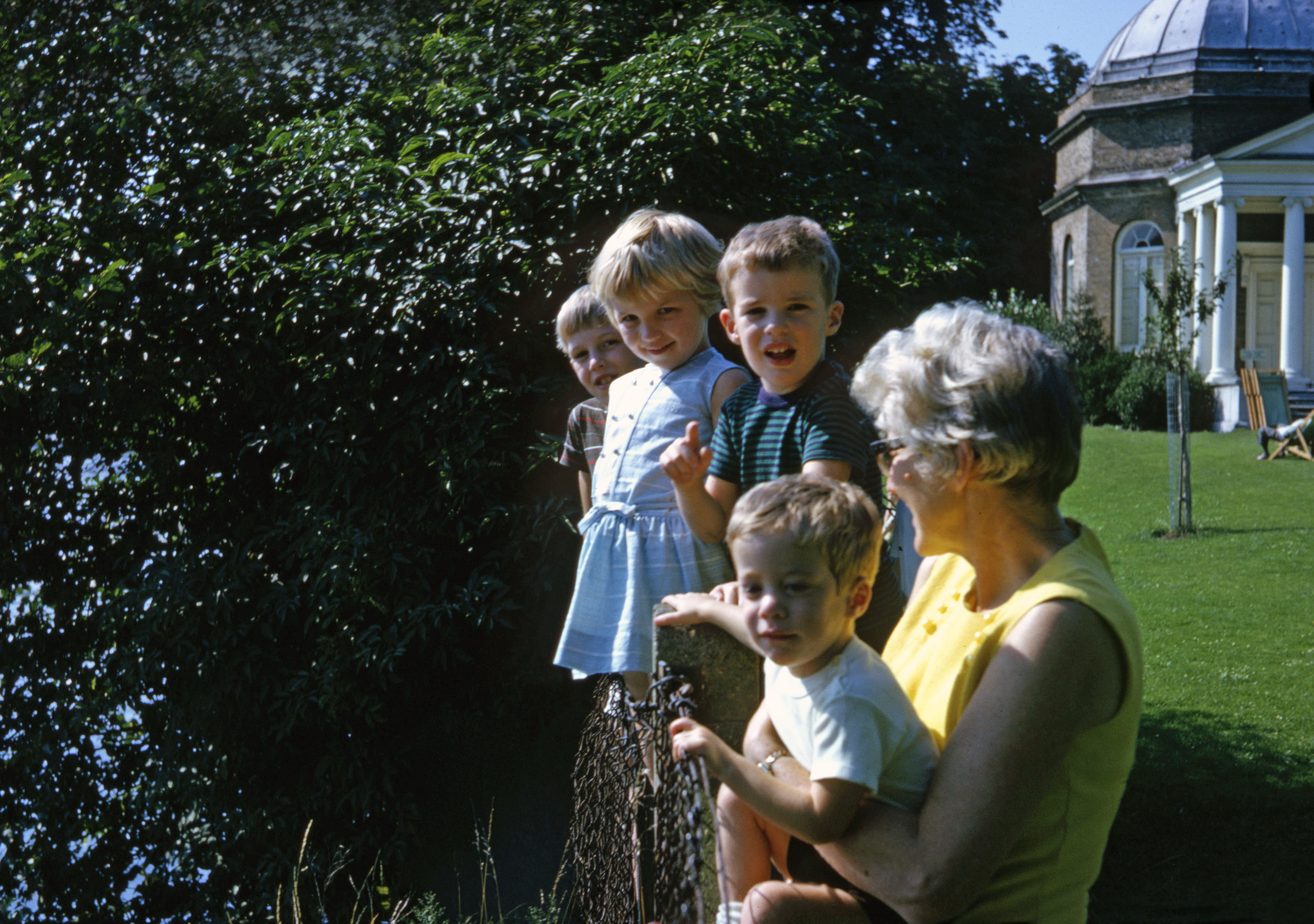 Summer 1967 Joan with their grandchildren at Bell Hill, Hampton