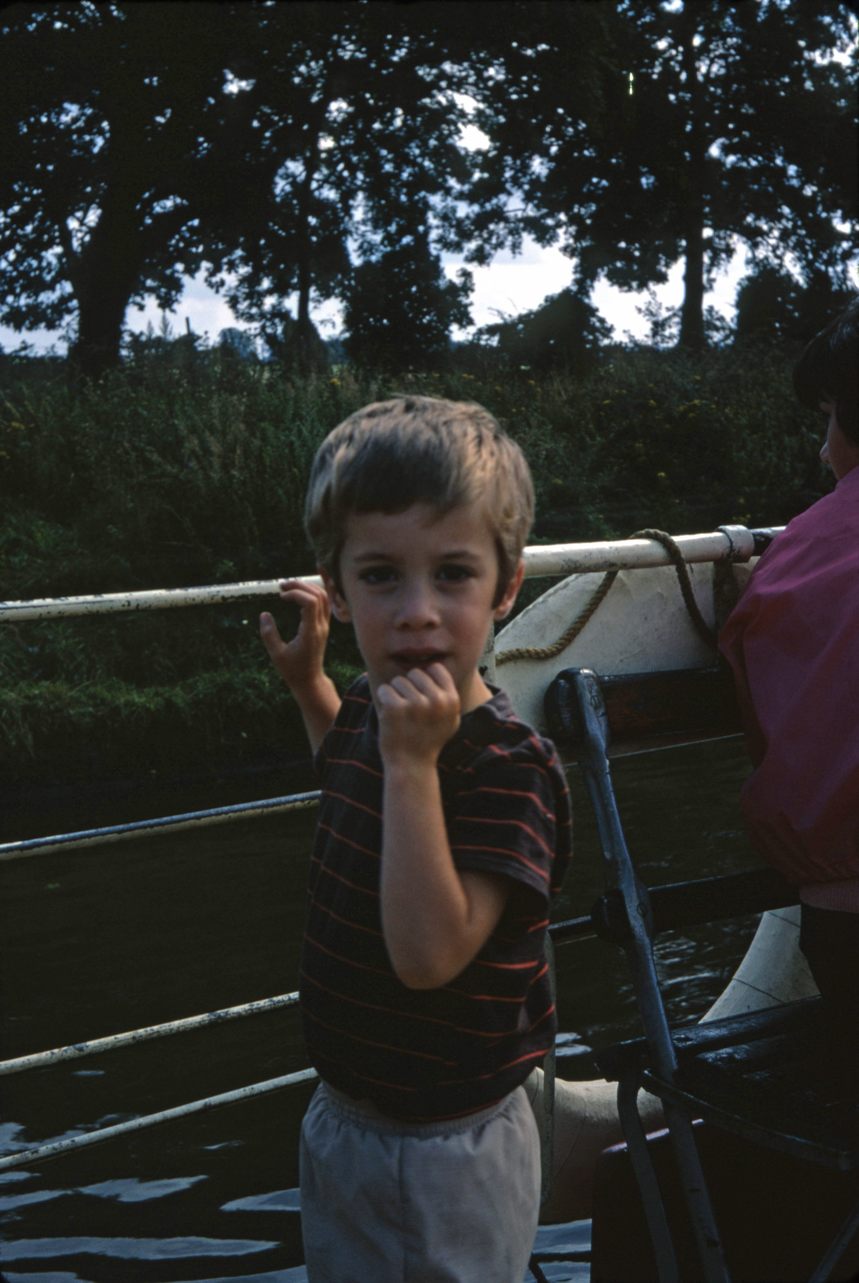 5 Aug 1969 Jonathan's birthday. On a boat at Molesey Lock.